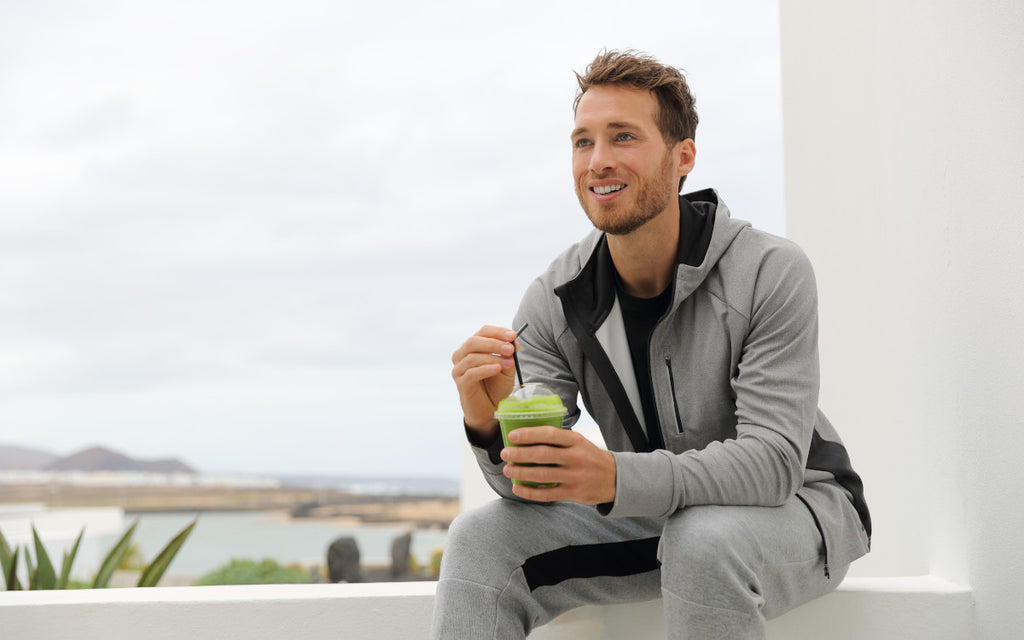 Man drinking testosterone boosting smoothie