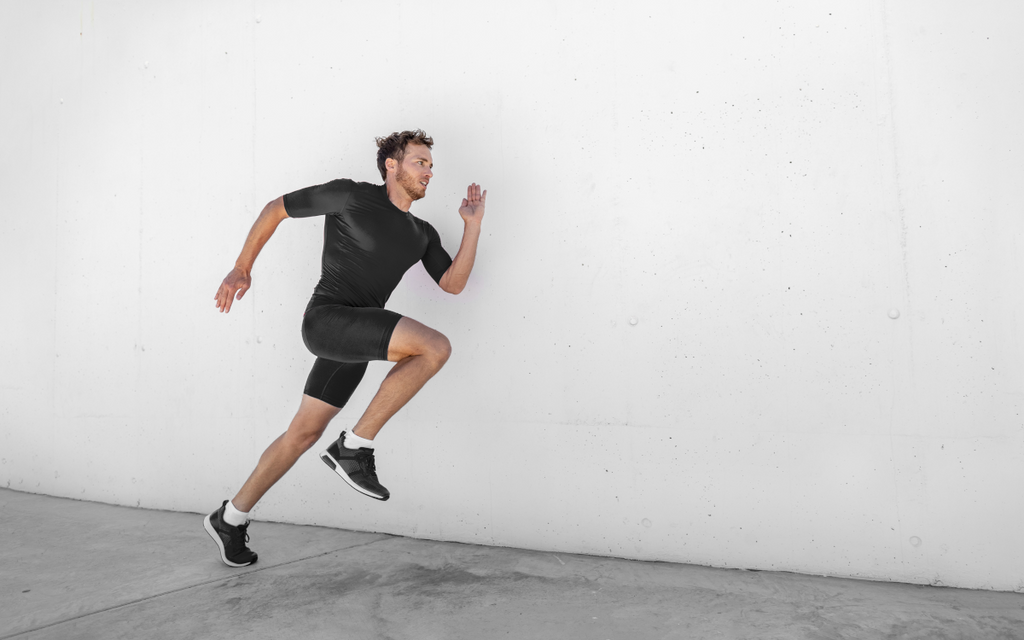 Man sprinting to boost testosterone