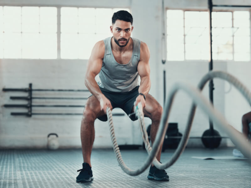 Man doing HIIT workout for higher testosterone