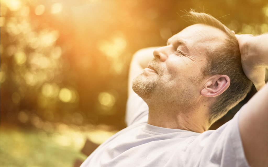 Man gets vitamin D in the sun