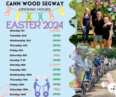 Easter opening times segway Devon and Cornwall Cann Wood