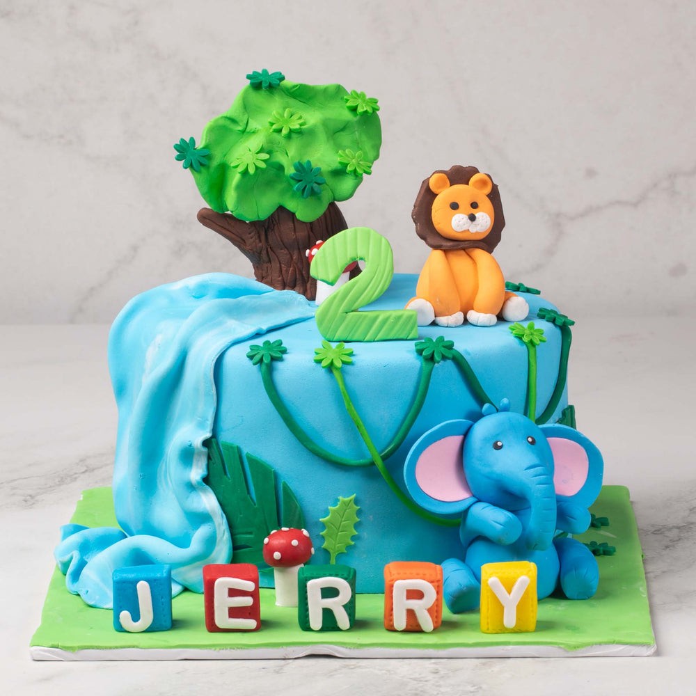 Jungle Theme Kids Fondant Cake (Delivery in 48 Hours Available ...