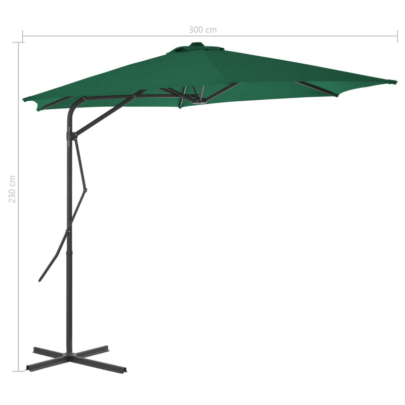 Tegenslag Bij smal Parasol met stalen paal 300 cm groen - Griffin Retail