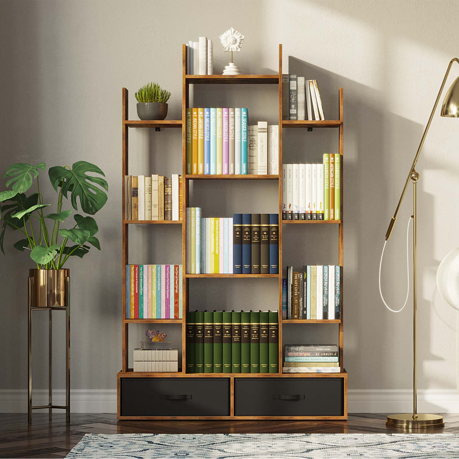 two bookshelves