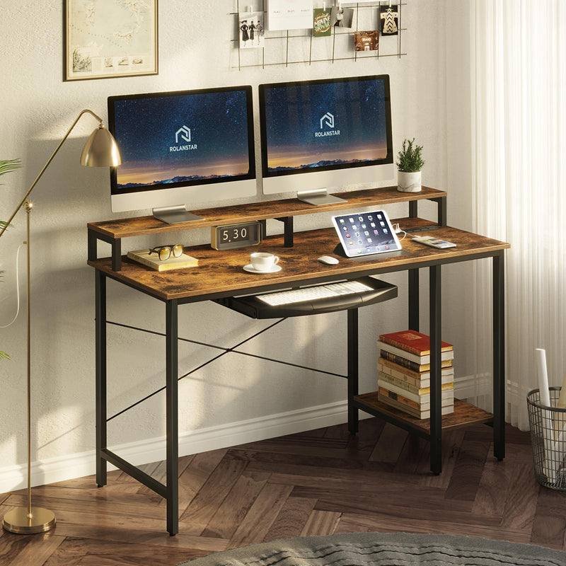 55 inch computer desk with keyboard tray