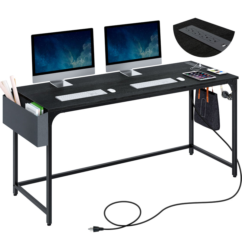 Verfijning Kaal Pikken Rolanstar Computer Desk with Power Outlet, Side Storage Bag and Iron H