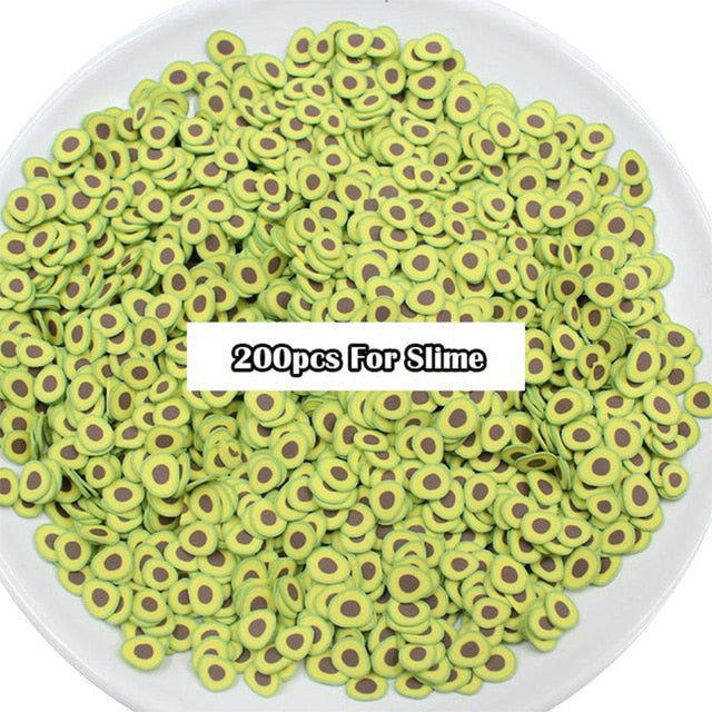 200Pcs Soft Pottery Fruit Slices Slime DIY For Nail Accessories Decor Slime Filler Supplies Charms Lizun Slime Supplies Toys