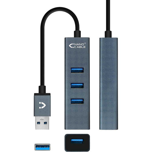 Ladrón HUB USB 3.0/2.0 de 4 Puertos Negro Alta Velocidad con Interrupt –  OcioDual