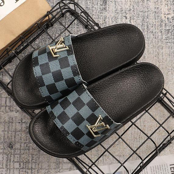 LV Louis Vuitton new plaid print ladies casual slippers sandals 