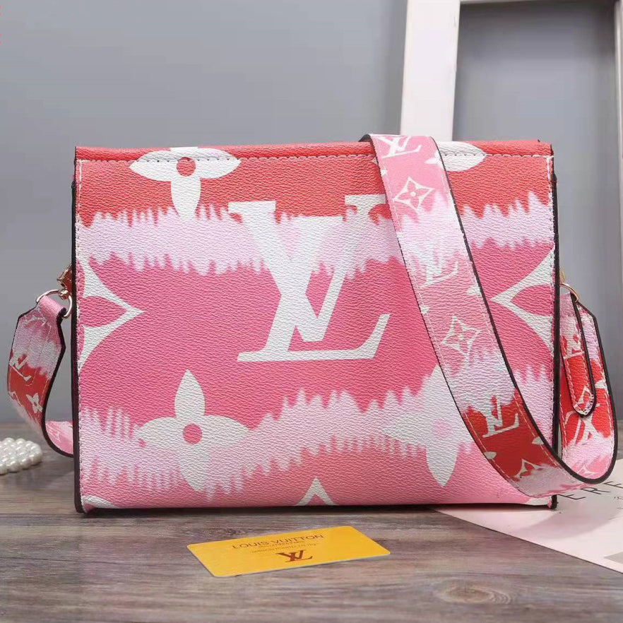 LV Louis Vuitton Letter Print Patchwork Color Cosmetic Bag Shoul