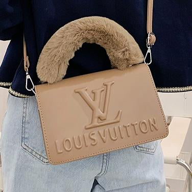 LV Louis Vuitton Solid Color Embossed Flap Crossbody Bag Shoulde