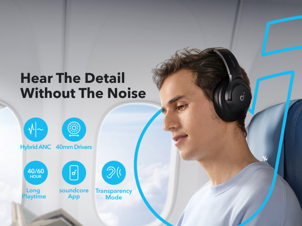 Soundcore by Anker Life Q30 Hybrid Active Noise Cancelling Headphones with  Multiple Modes, Hi-Res Sound, Custom EQ via App, 40H Playtime, Comfortable  Fit, Bluetooth Headphones, Multipoint Connection