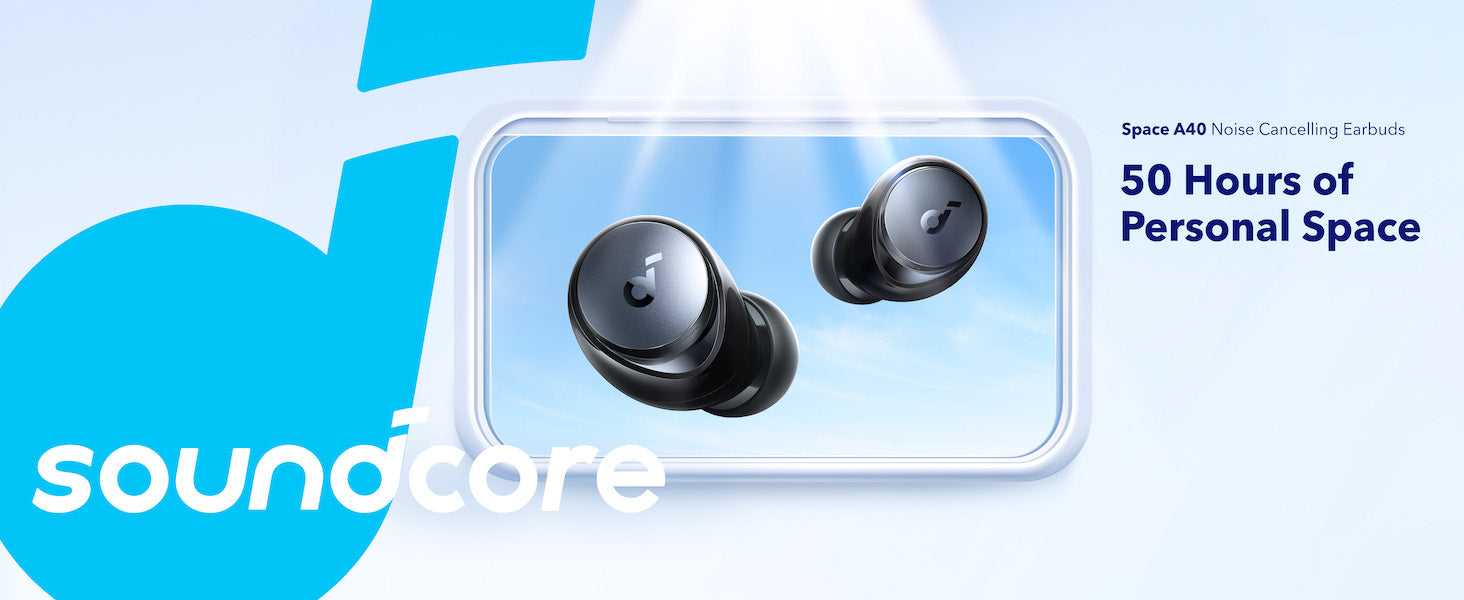 Soundcore by Anker Space A40 Auto-Adjustable Active Noise Cancelling  Wireless Earbuds, Reduce Noise by Up to 98%, 50H Playtime, Comfortable Fit