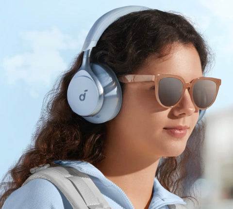 woman using noise cancelling soundcore