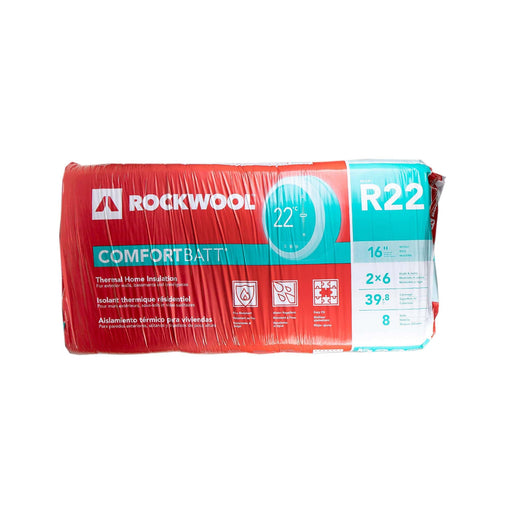 Rockwool Comfortbatt® R22 x 16" Mineral Wool Batt Insulation (39.8 sqft) - Warehoos
