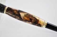 Pine cone scales with gold shimmer inside pen blank