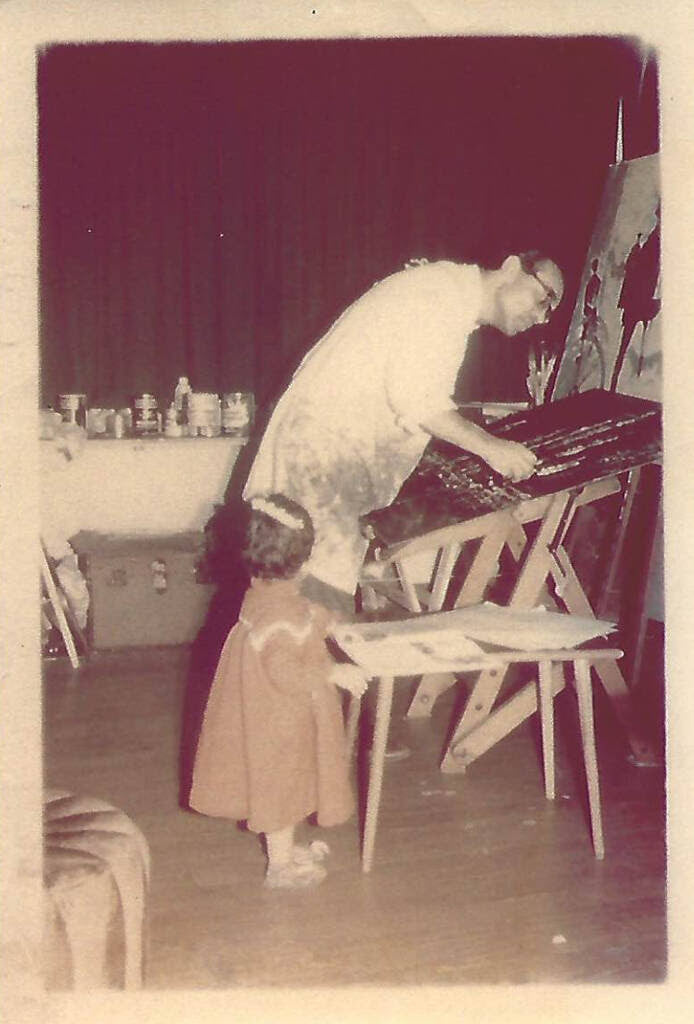 Dena Kahan and her father Louis Kahan in his studio