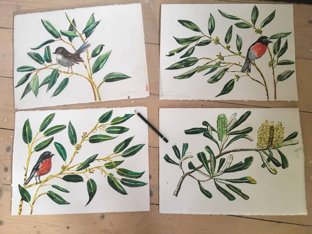 Fiona Hiscock's watercolour studies on paper, 2019