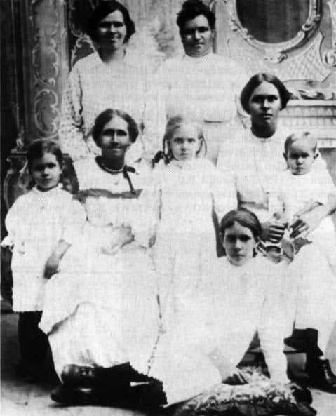 Black and white image of Lori's pioneering family