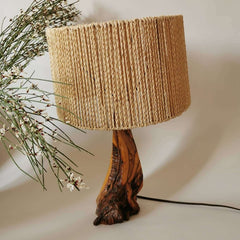 lampe brutaliste corde et bois