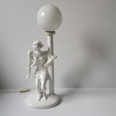 Lampe globe céramique blanche années 80