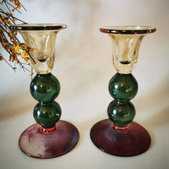 bougeoirs verre coloré italien années 60