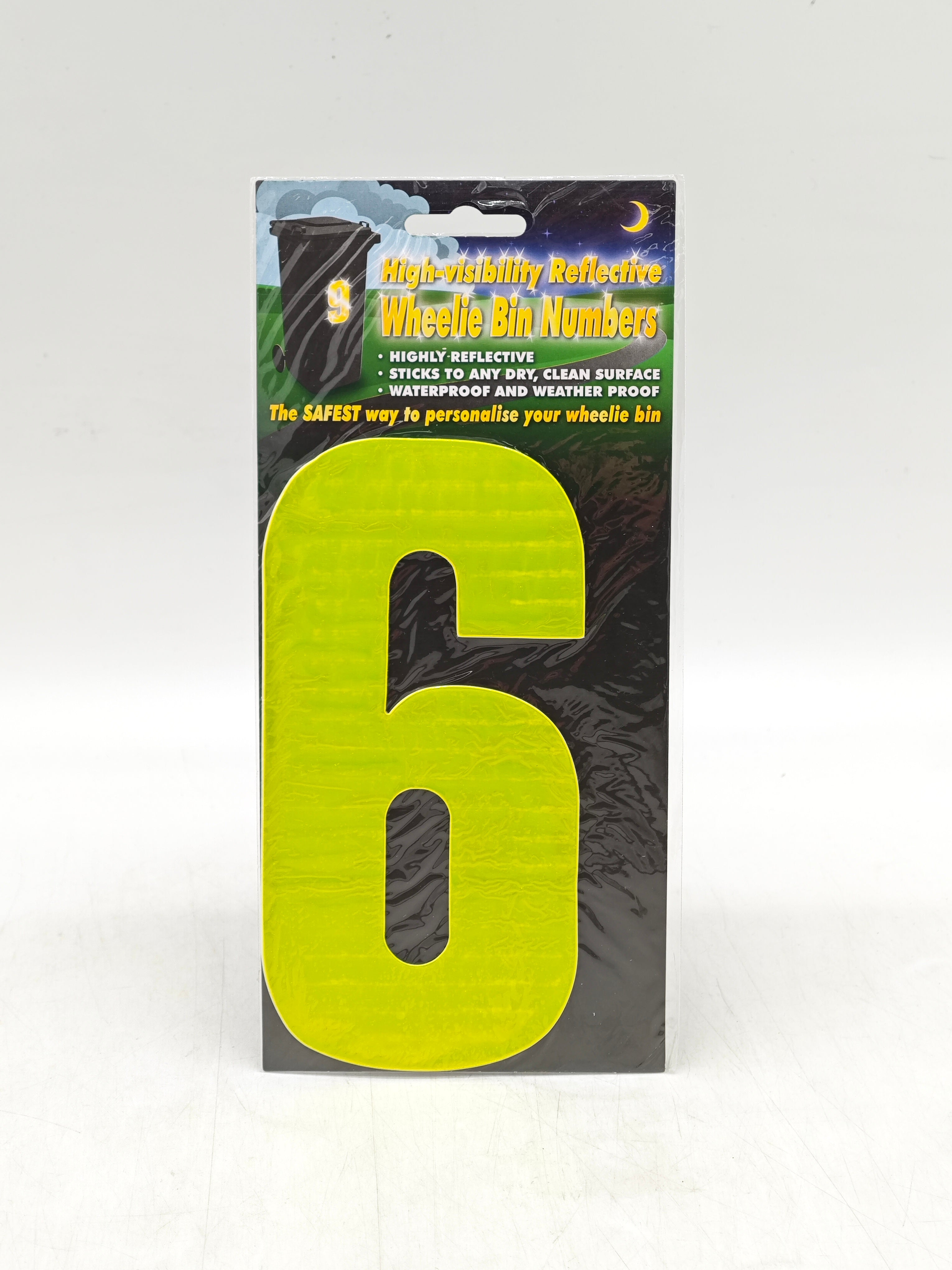 Reflective wheelie bin numbers (0-9)