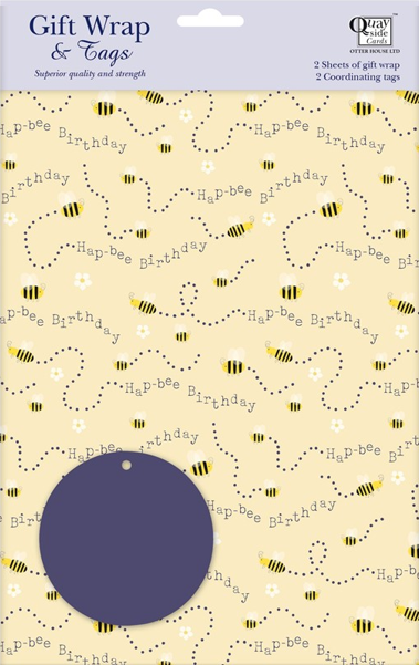 An image of Hap-bee Birthday Gift Wrap & Tags