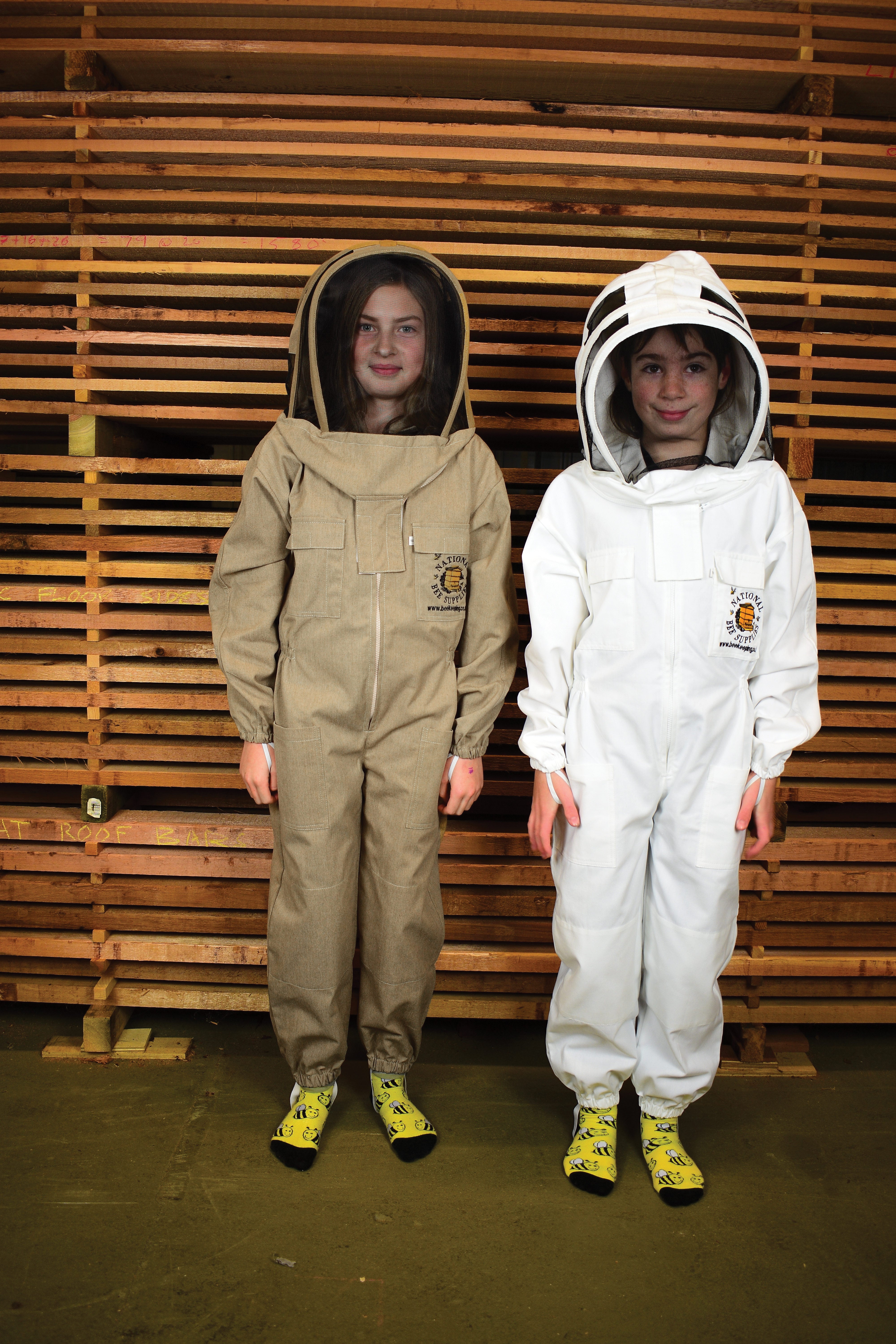 An image of Children's Beekeepers Suit with Fencing Hood, 1XS / White
