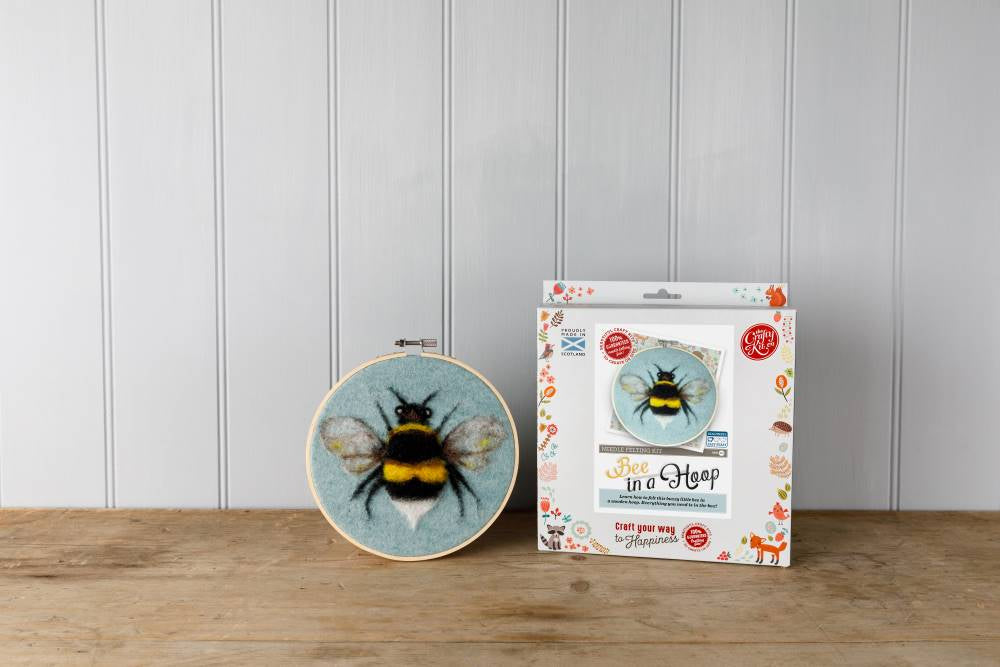 An image of Bee In A Hoop - Painting with Wool