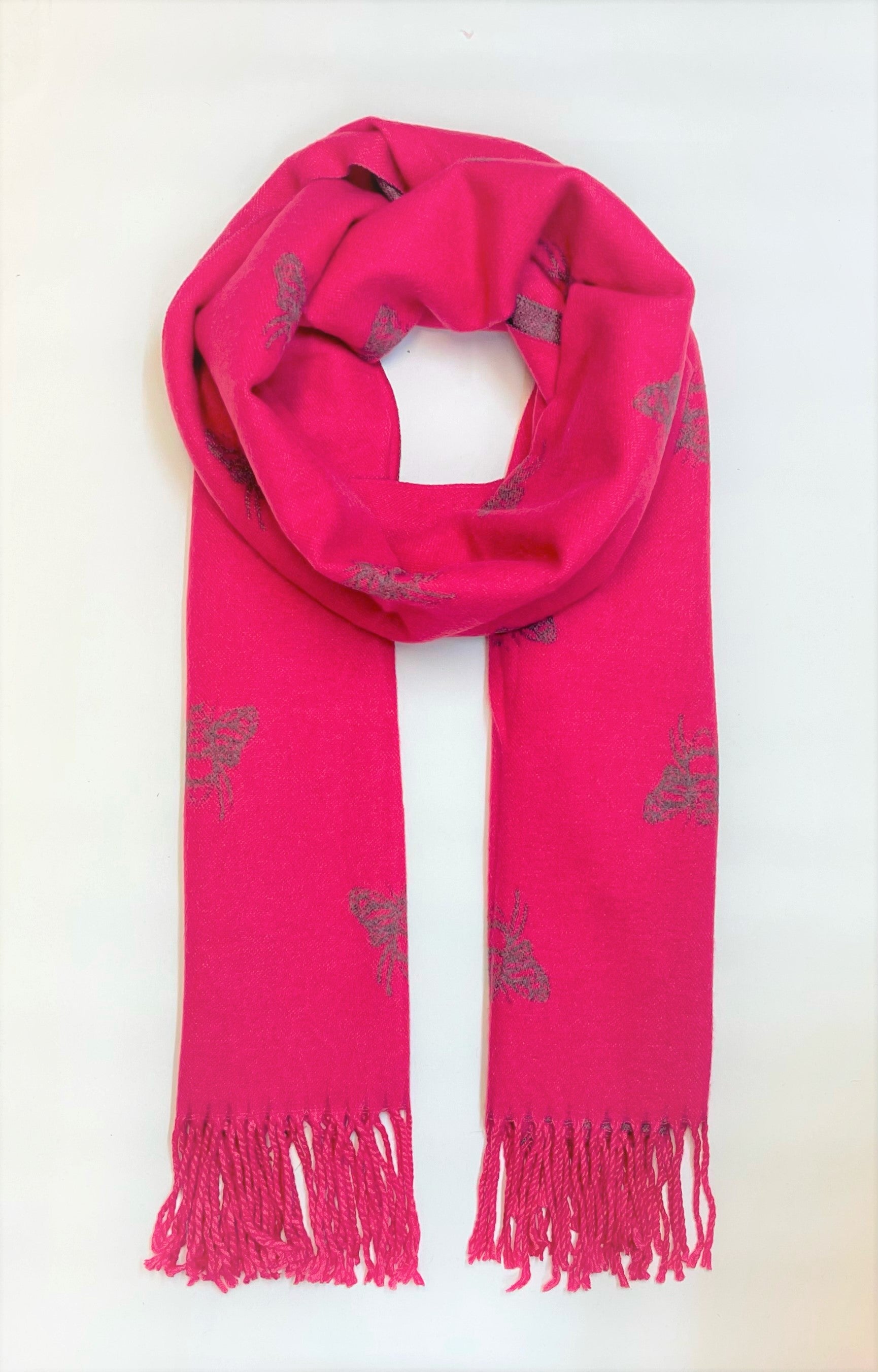 An image of Cashmere Blend Bee Scarf, Camel