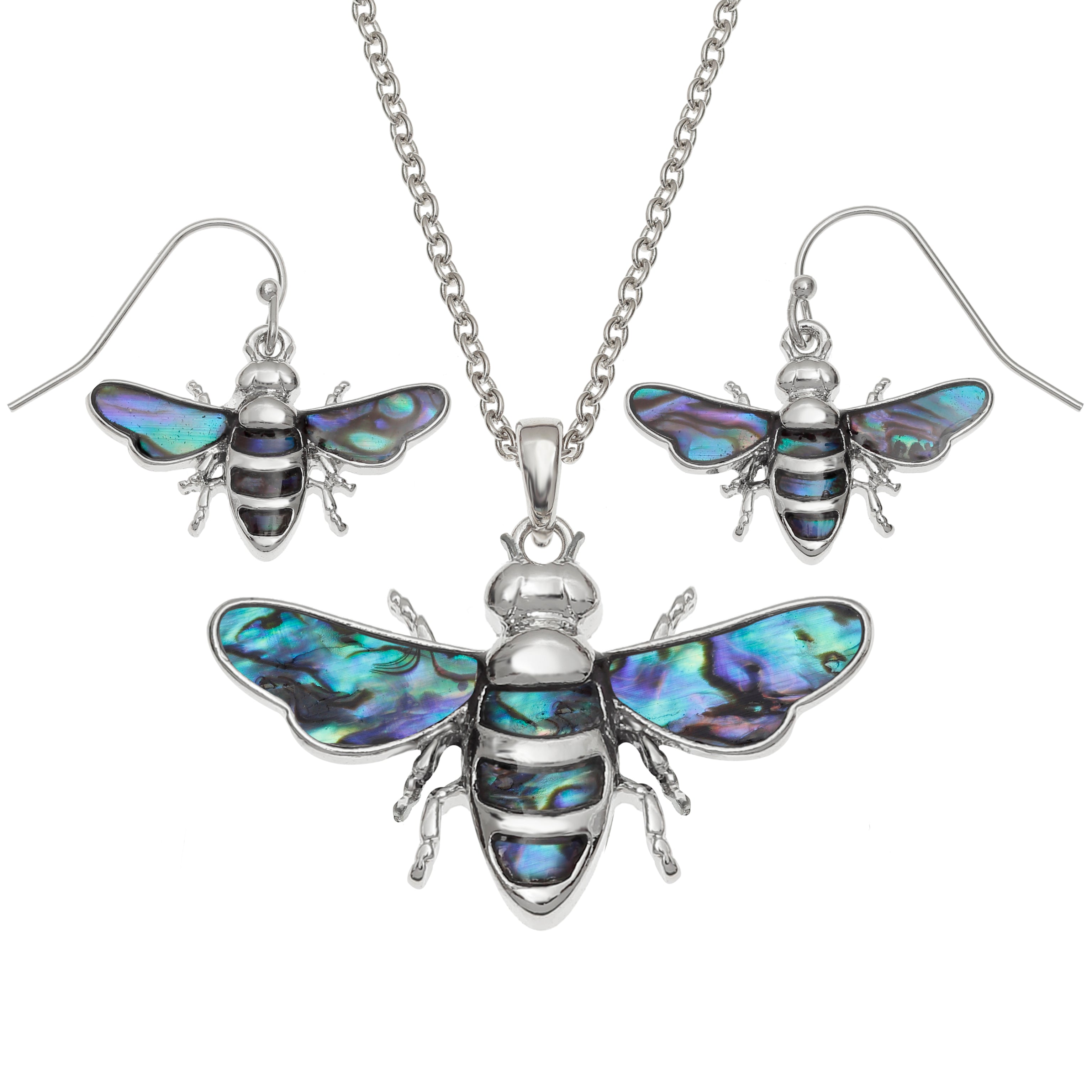 An image of Paua Shell Bee Necklace & Earrings