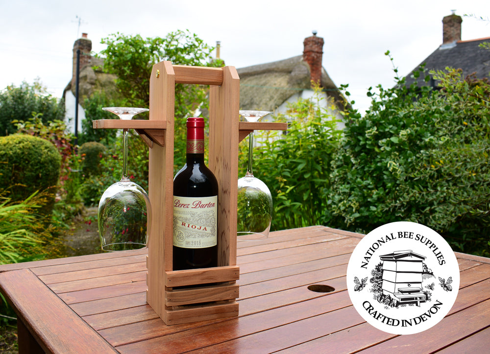 An image of Cedar Wine Bottle & Glass Caddy