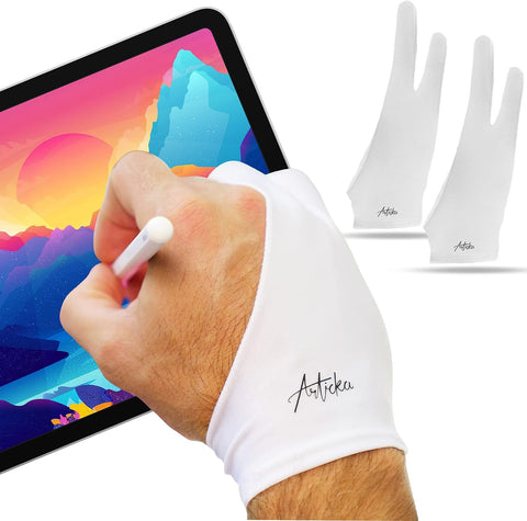 [Palm Rejection] Artist Drawing Glove 4 Pack iPad Gloves for Touch Screen PC Graphics Tablet Left and Right Hand 3 Layers Padding Digital Art Stylus
