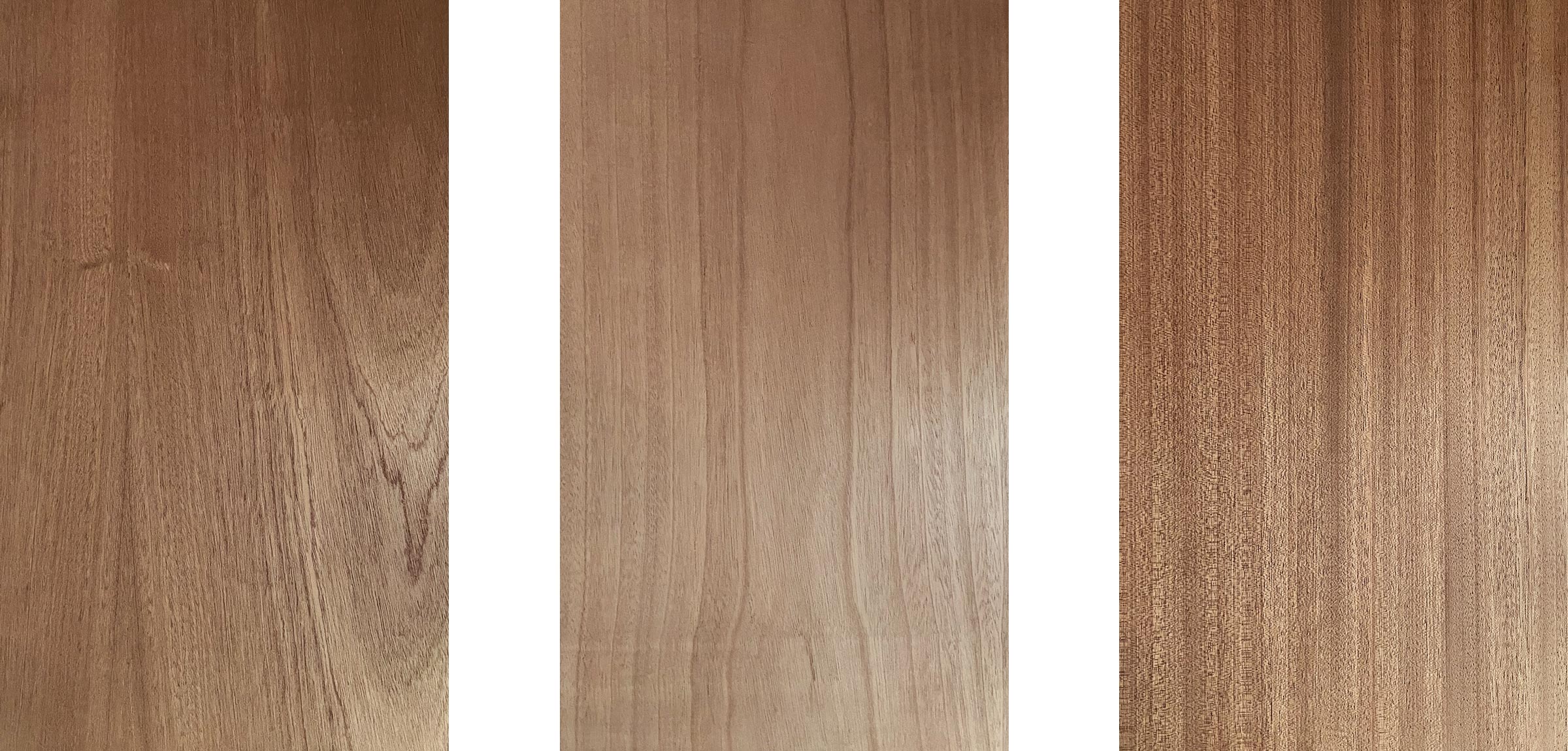 Differences among boards of sapele wood.