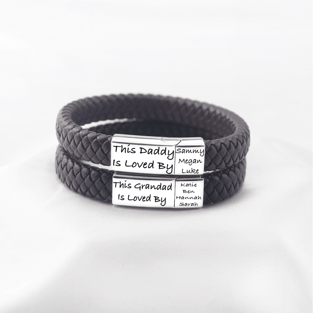 Leather bracelet For men with family names – Get Engravings