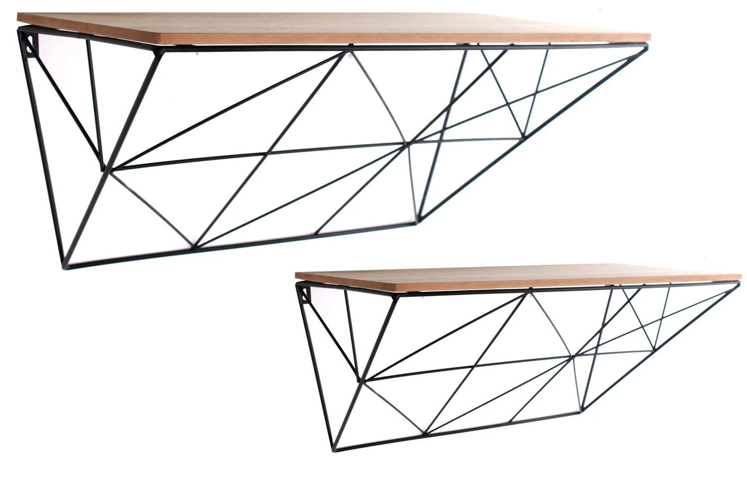 Image of Set of 2 Black Geometric Shelves