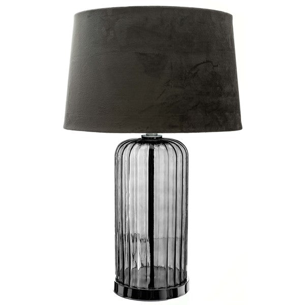 Image of Alberta Metallic Glass Lamp With Velvet Shade