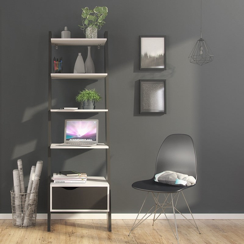 Oslo Leaning 1 Drawer Bookcase - Available In 2 Colours