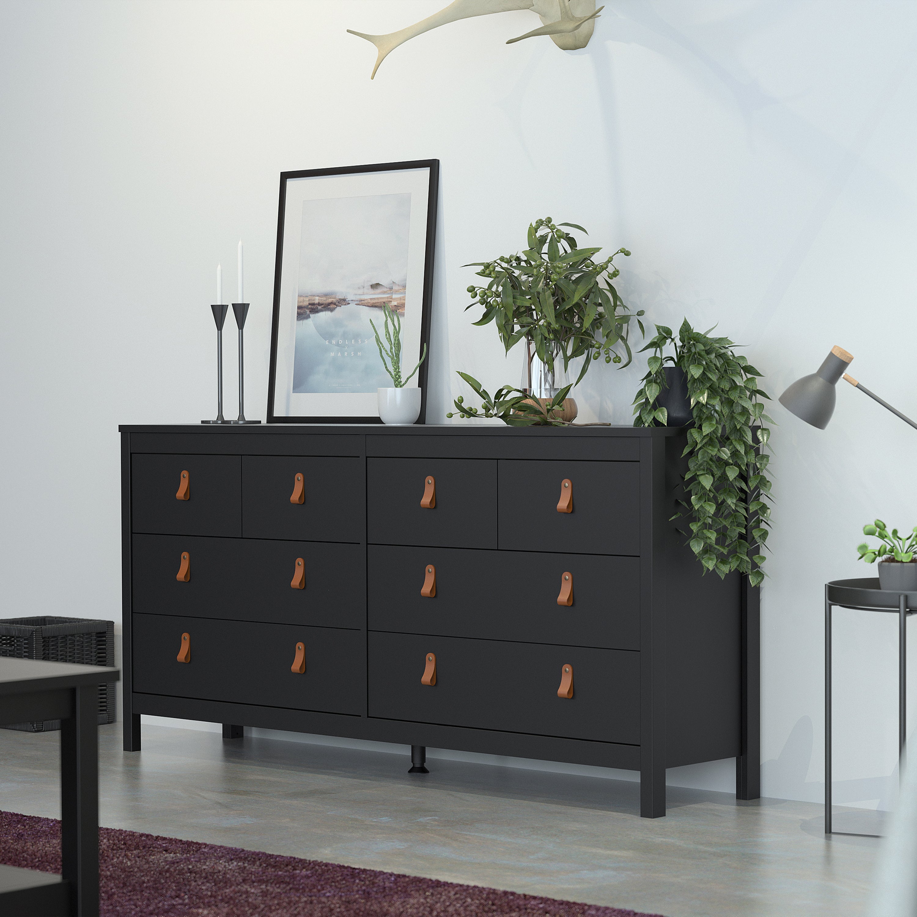 Image of Barcelona Double Dresser 4+4 Drawers - Available In 2 Colours