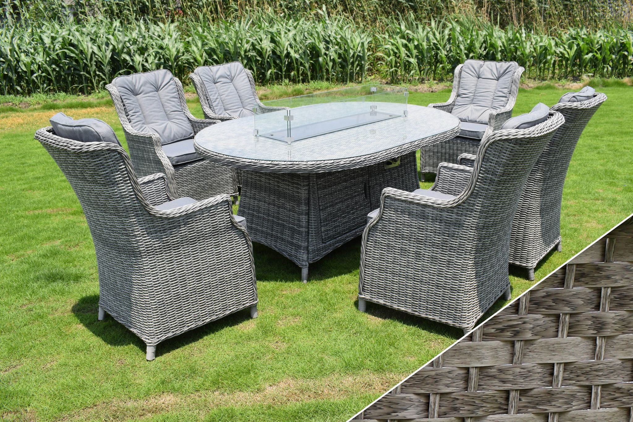 Image of Holbeache 6 Seater Fire Pit Dining Set