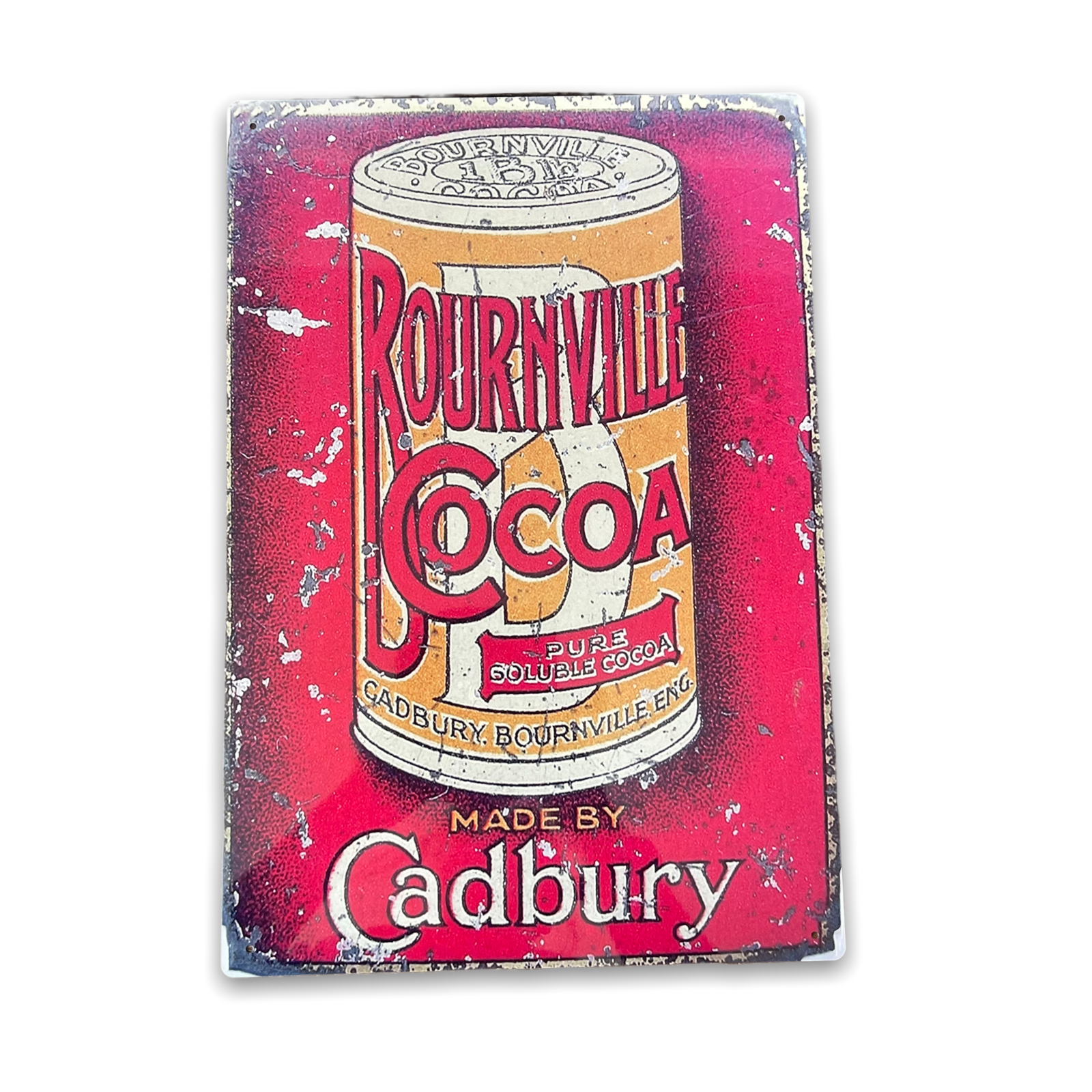 Image of Vintage Metal Sign - Retro Advertising Cadbury Bournville Cocoa