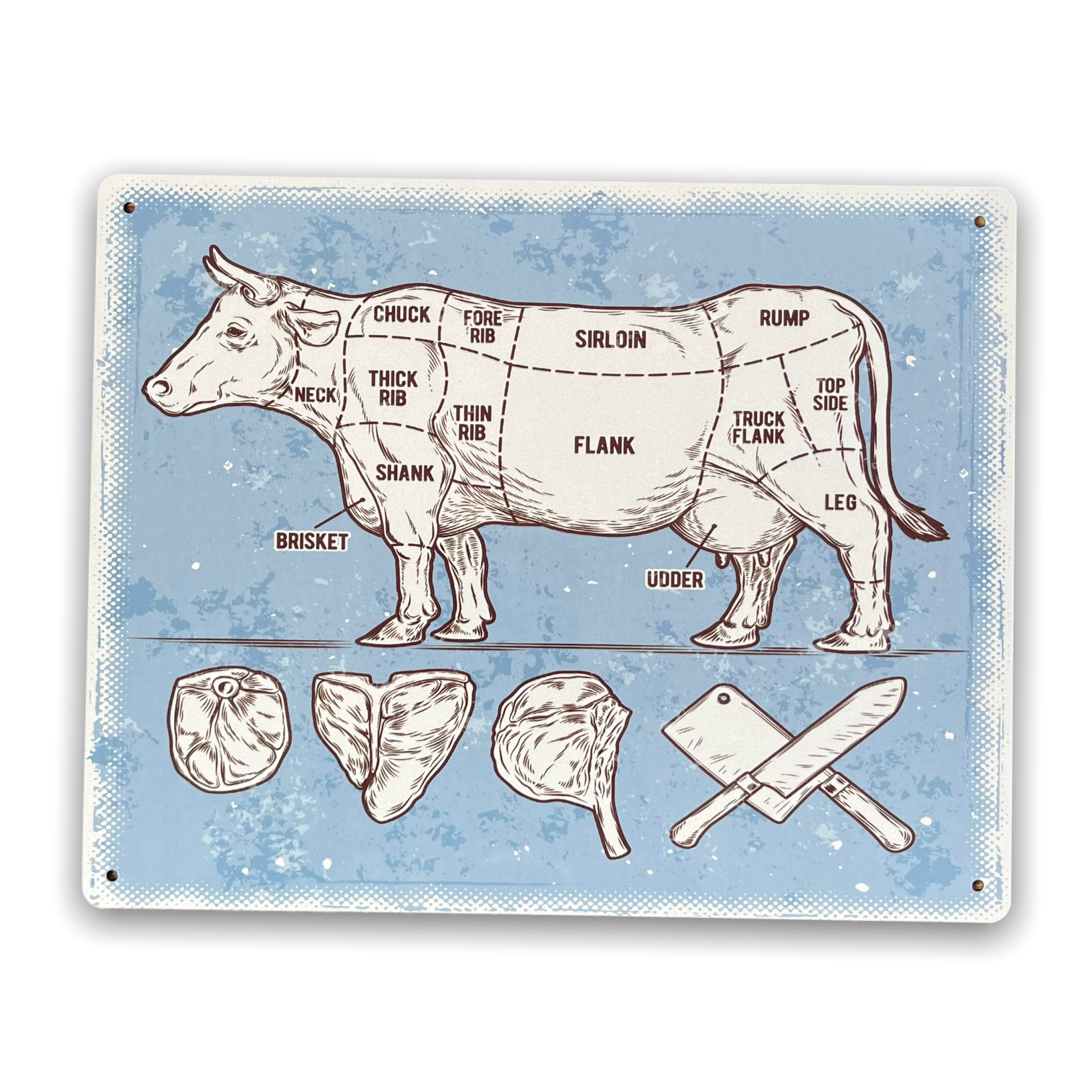 Image of Vintage Metal Sign - Butchers Cuts of Beef Retro Sign