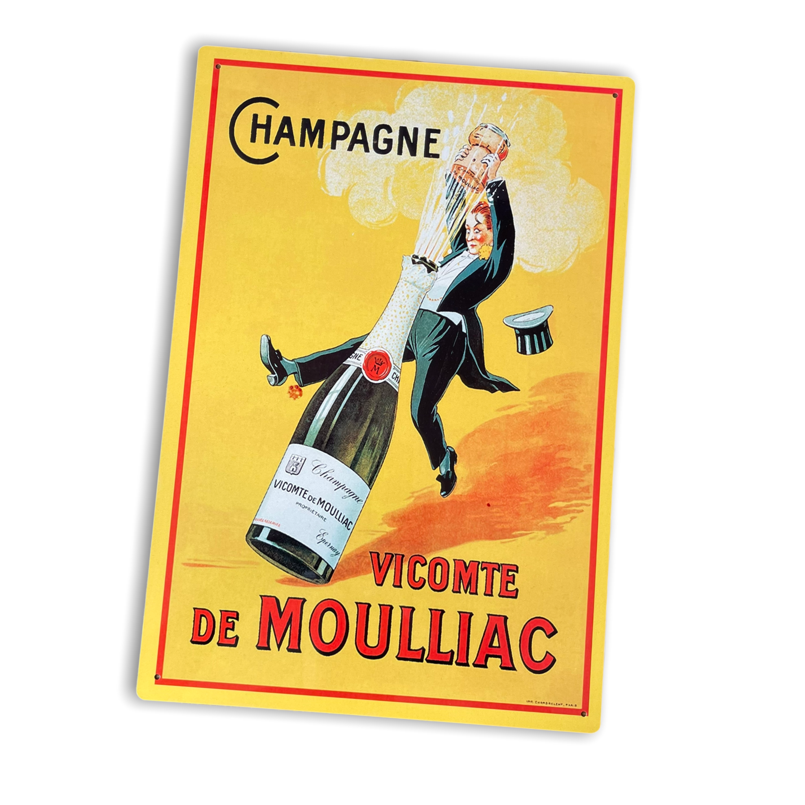 Image of Vintage Metal Sign - Retro Advertising Champagne Vicomte De Moulliac Sign