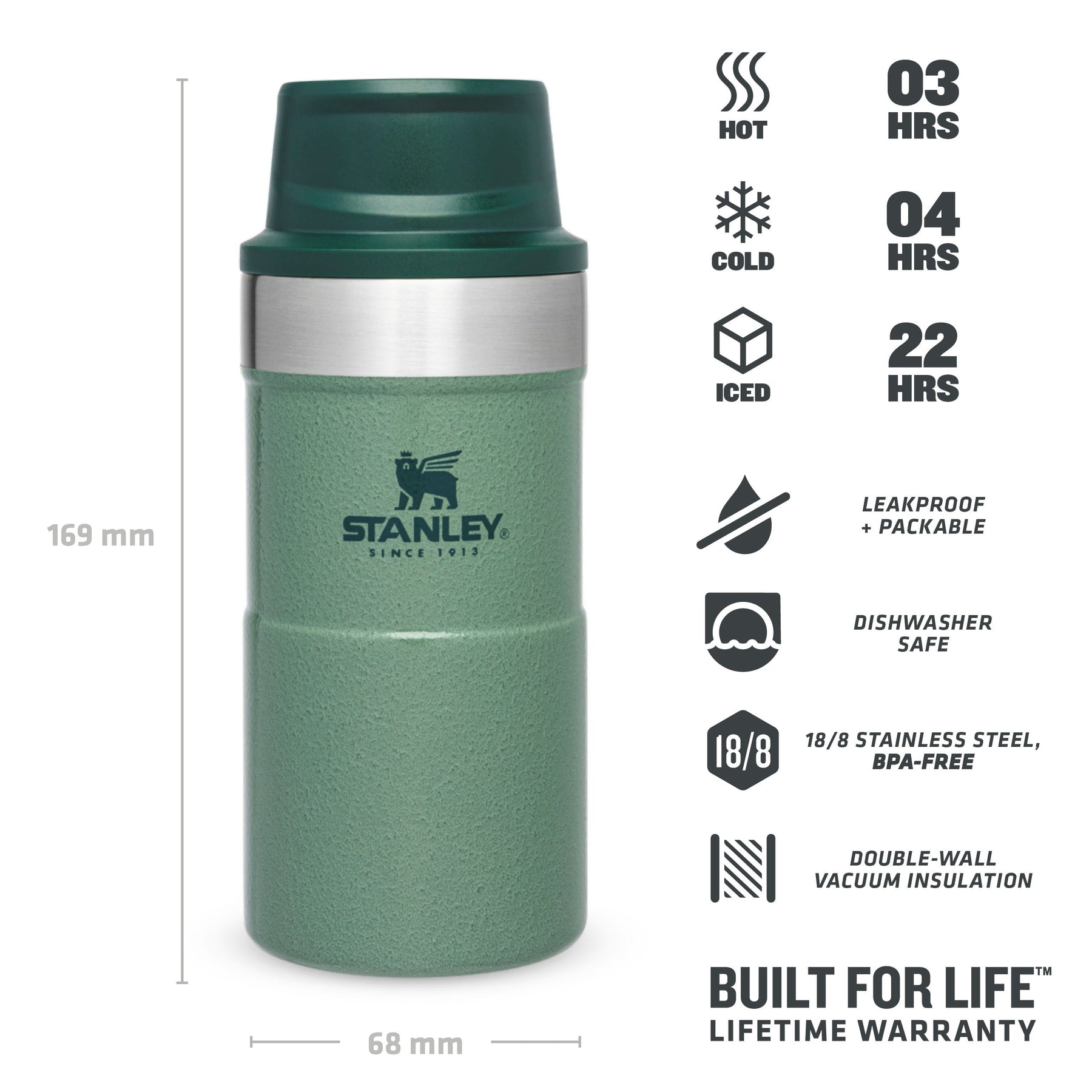 STANLEY Trigger Action Travel Mug 0.35L - Keeps Hot for 5 Hours - BPA-Free  - Thermos Flask for Hot or Cold Drinks - Leakproof Reusable Coffee Cup 