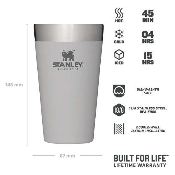 Stanley 24 oz Insulated Stainless Steel Metal Beer Stein Mug Black