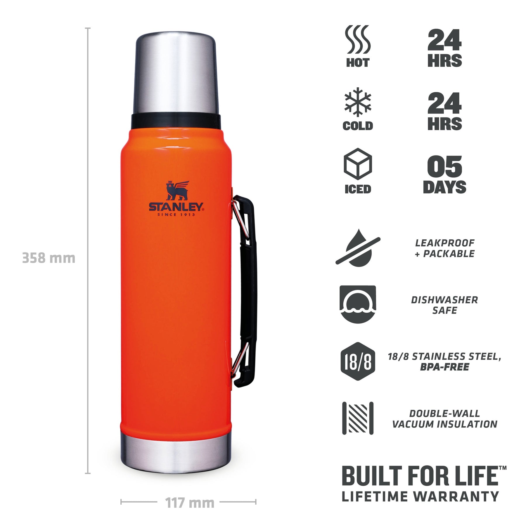 Classic Easy Fill Wide Mouth Flask 8 oz - Blaze Orange – SISU