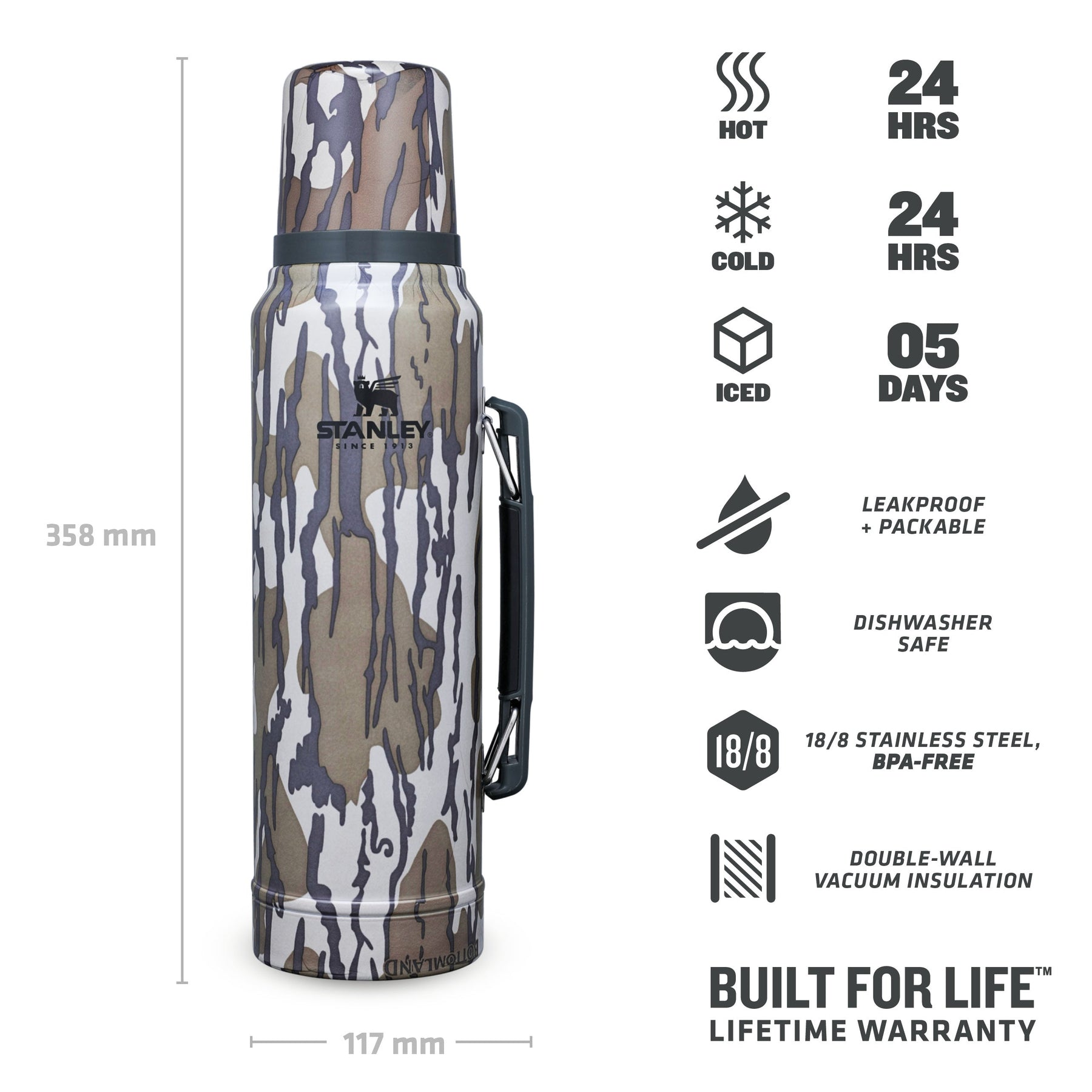 Stanley Classic Easy Fill Wide Mouth Flask | 8 oz (Bottomland)