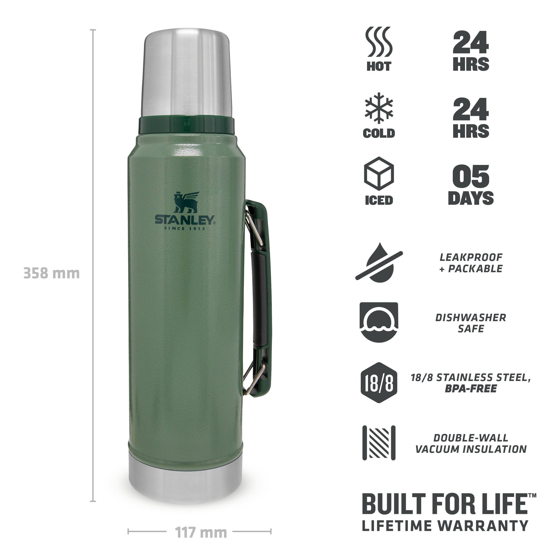 Stanley Legendary Classic Bottle Insulated Drinks Flask 1.0L