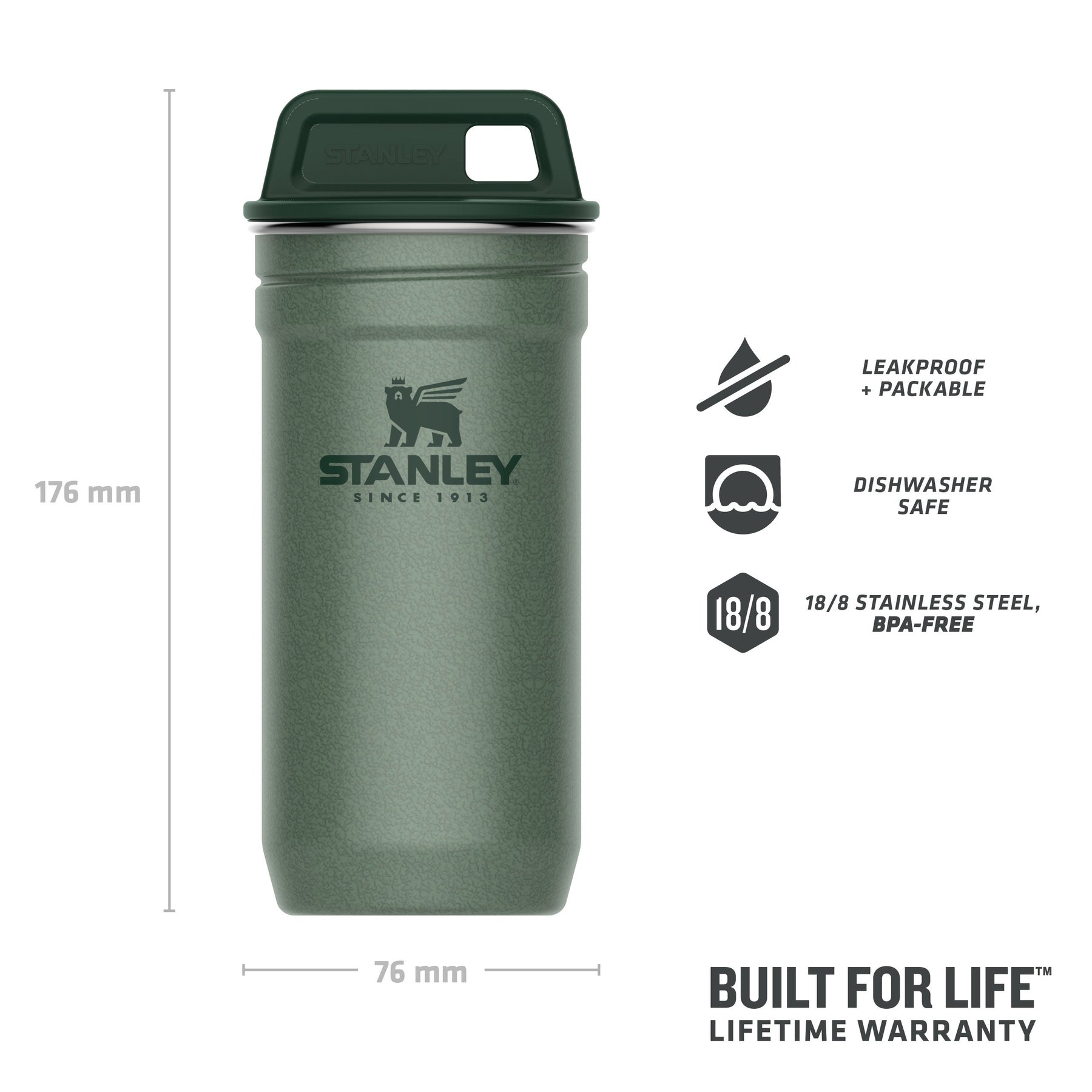 Stanley Green 8 oz Flask BPA Free Camping Outdoor Travel